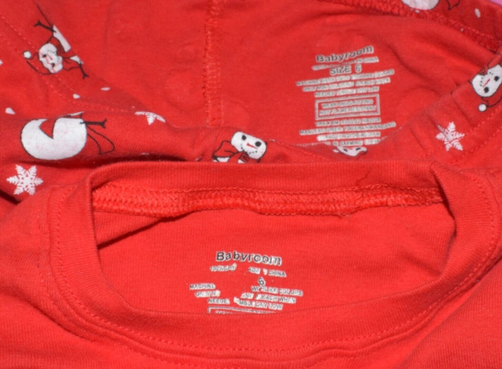 Babyroom Pajama SET  Snowman Long Sleeve Tee & Pant Girls Sz 6 Red