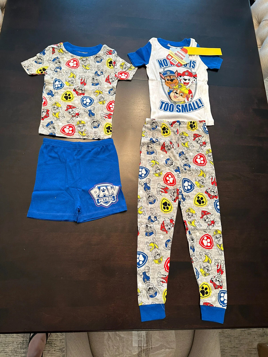 5T: Paw Patrol Boys Pajama Set 4-Piece Cotton Sleepwear Set Grey Print FREE SHIP