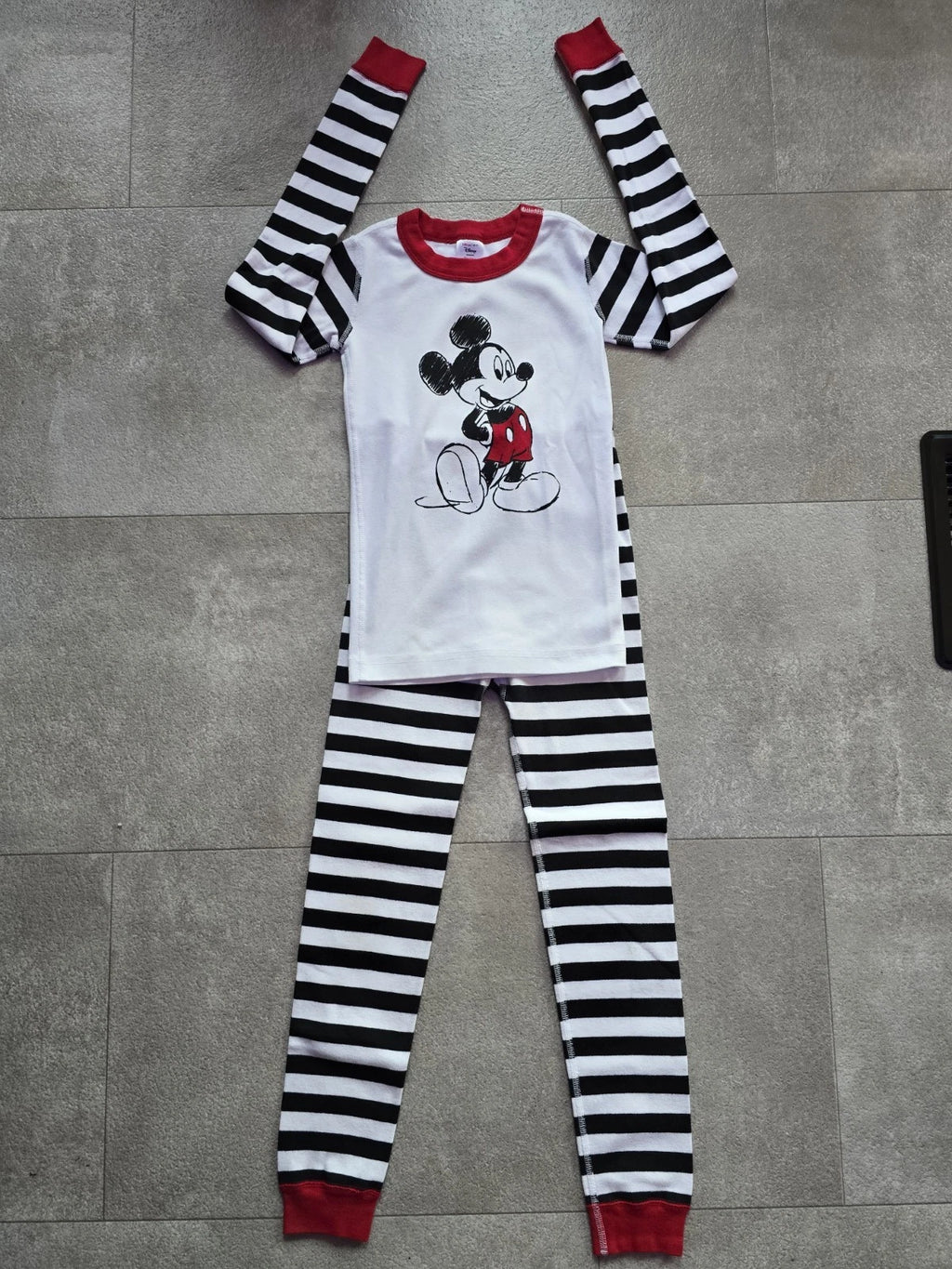 HANNA ANDERSSON DISNEY MICKEY MOUSE ORGANIC LONG JOHN 2 PC STRIPED PAJAMA SET 8