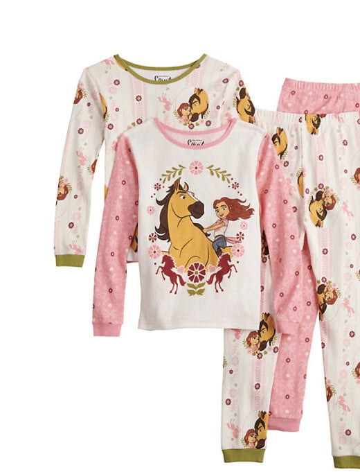 Girl’s SPIRIT UNTAMED Lucky & Spirit Tops & Bottoms Pajama  Set Size 4 NWT