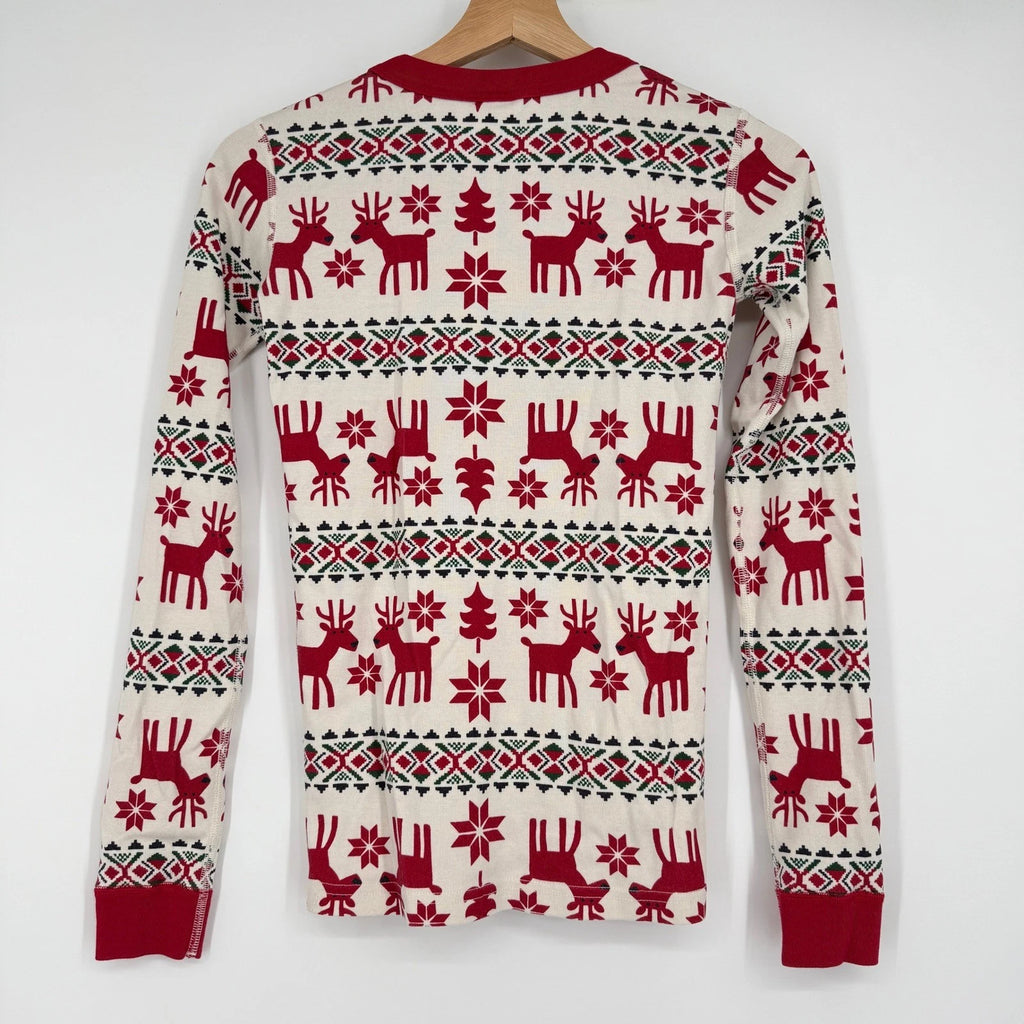 Hanna Andersson Christmas Reindeer Snowflakes Pajama Set Long Sleeve Top Pants