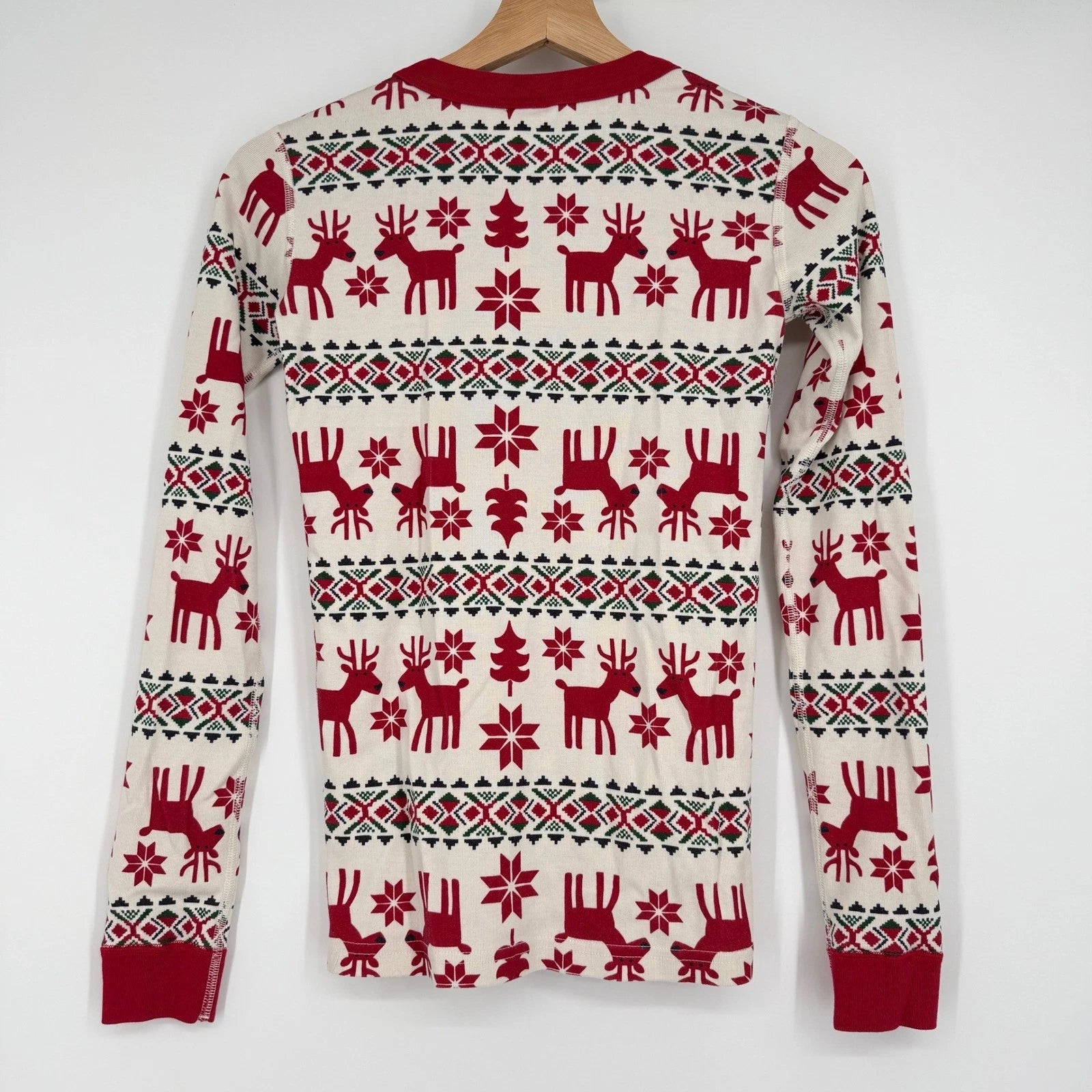 Hanna Andersson Christmas Reindeer Snowflakes Pajama Set Long Sleeve Top Pants