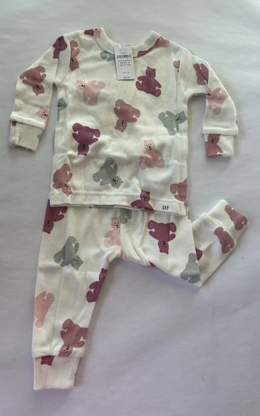 Baby Gap Pajama Set Baby Girl Size 3-6 Months Teddy Bears NWT