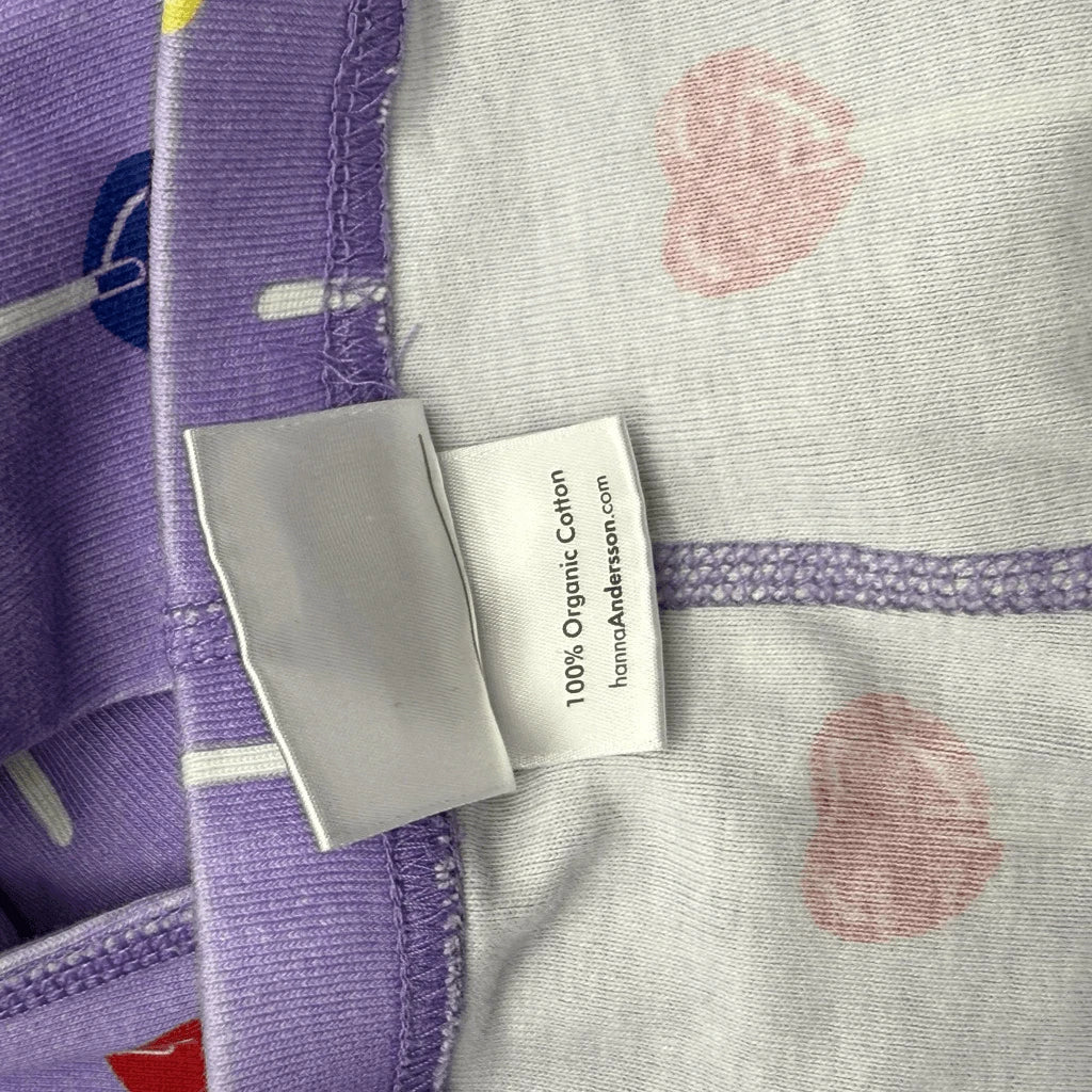 Hanna Andersson Long Johns Pajama Set Lollipops Hearts - Kids US 12 / EU 150cm