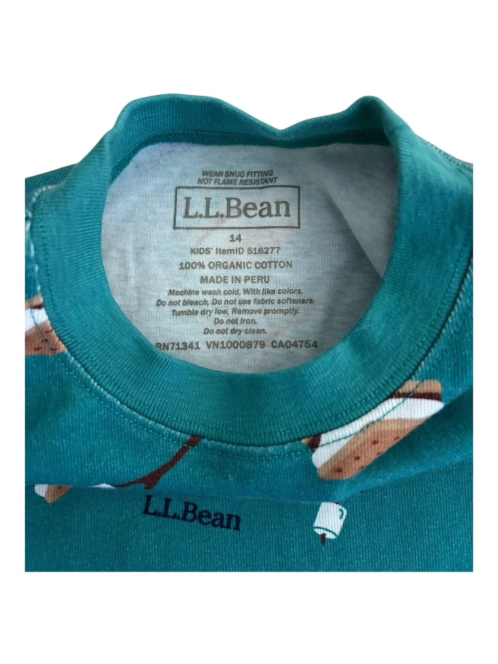 L.L. Bean S'mores Pajama Set Shorts and Short Sleeve Size 14