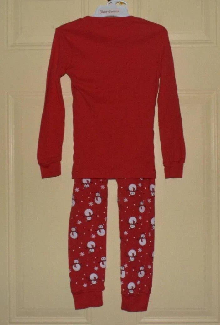 Babyroom Pajama SET  Snowman Long Sleeve Tee & Pant Girls Sz 6 Red