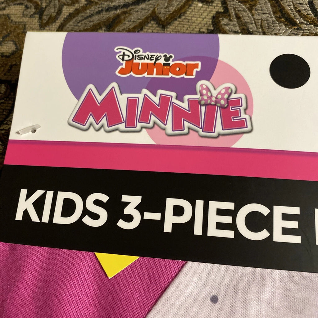 Disney Junior Minnie Mouse Believe Girls kids 3 Piece Pajama Set Pink Size 5