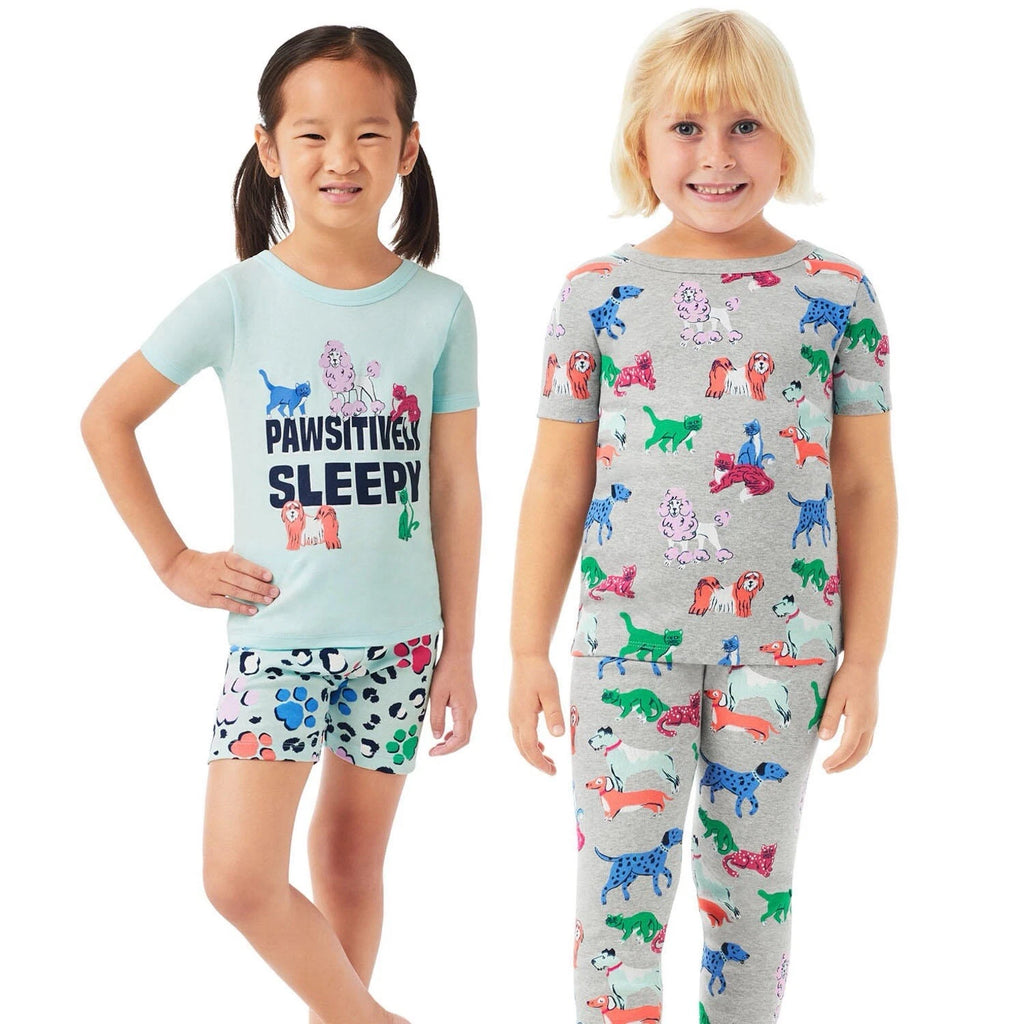 Member's Mark Girls 4-Piece Organic Cotton Pajama Set Size 3T Dog and Cats