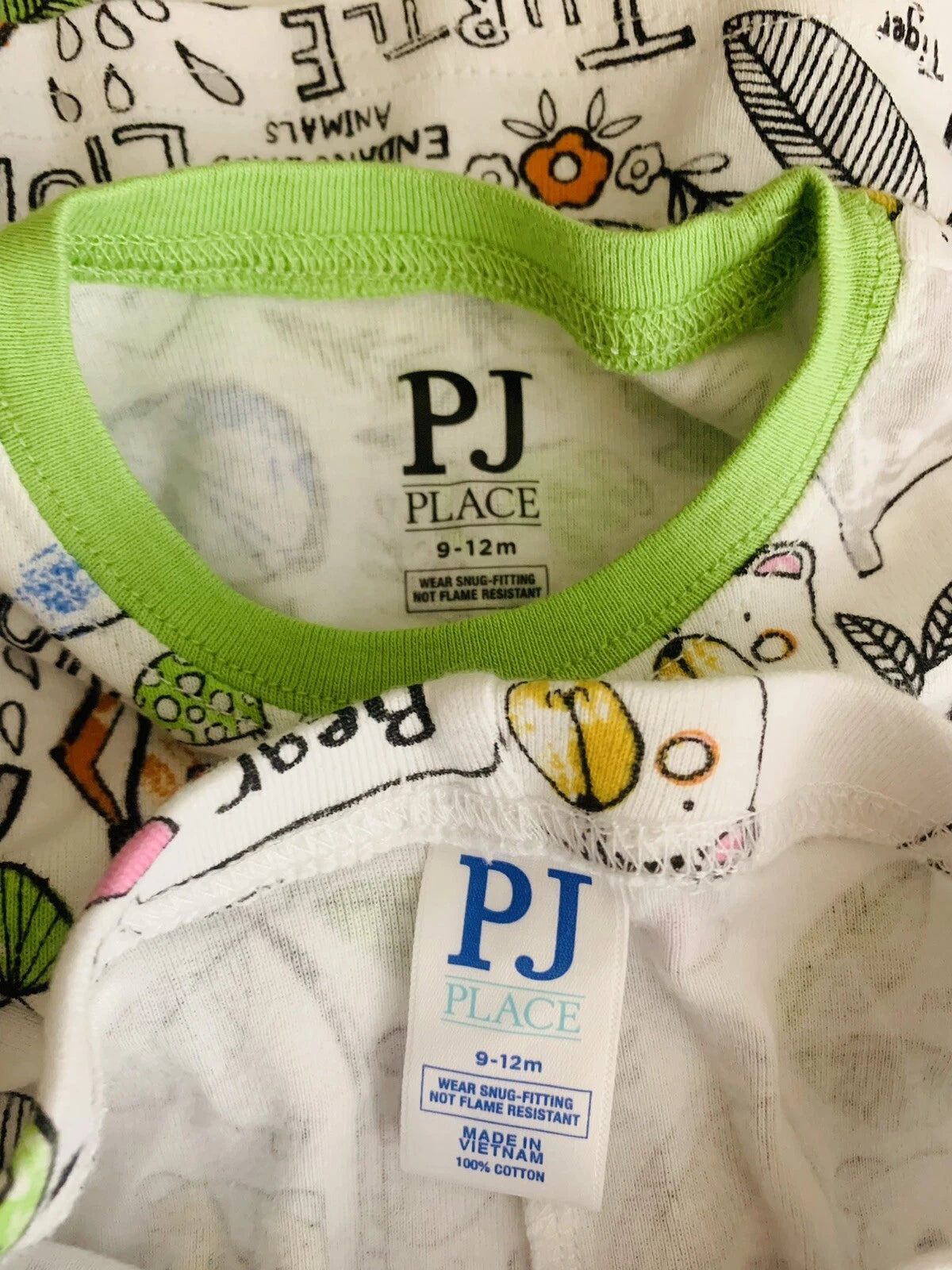 Children's Place PJ 9-12 month Pajamas top pants 2 pc set Save the Planet animal