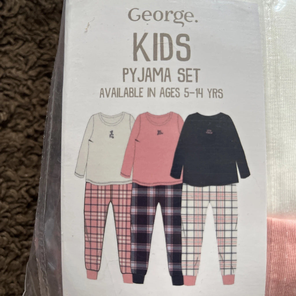 BNWT George Girls Age 10-12 Years Triple Pack Of Pyjamas