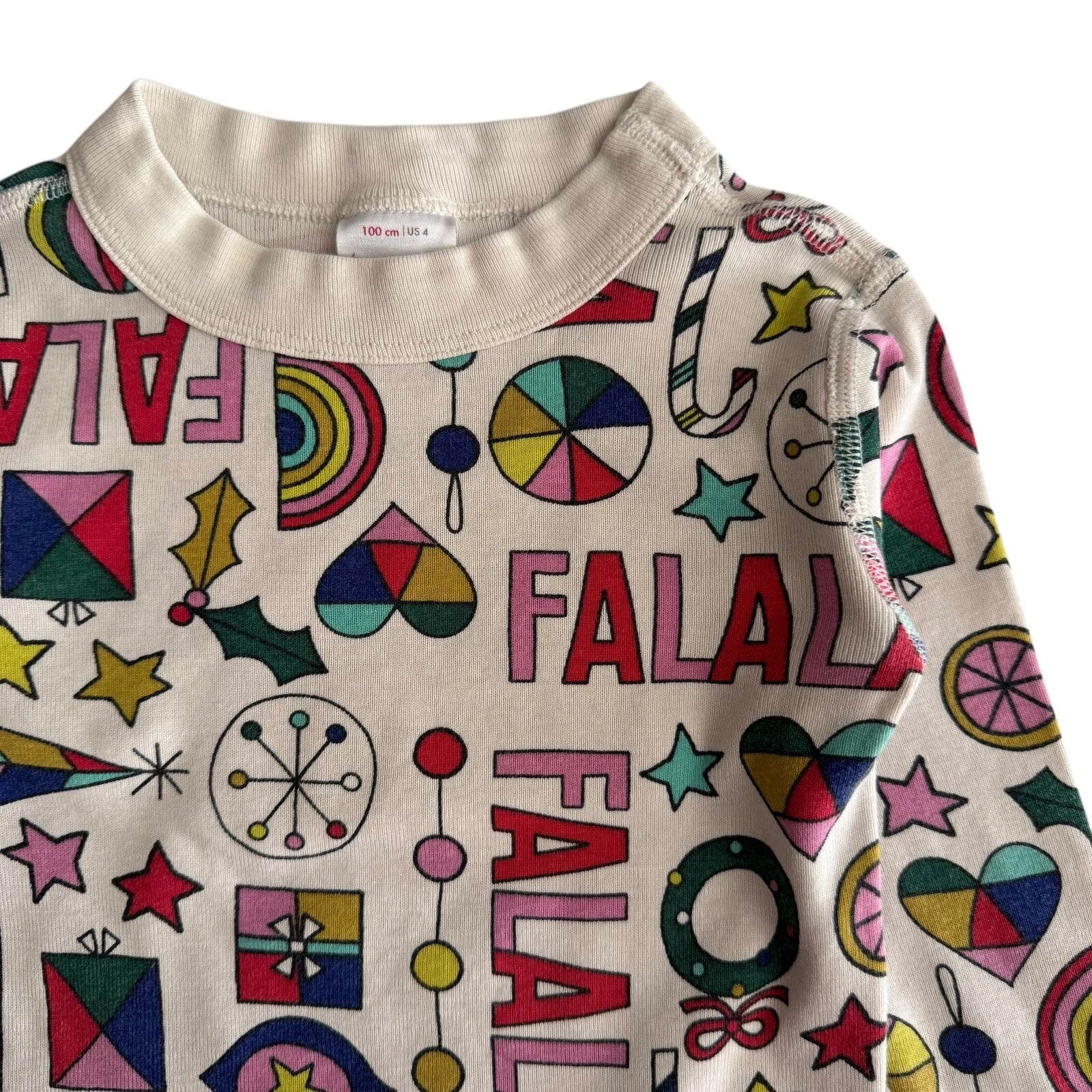 Hanna Andersson Falala Pajama Set Kids Size 4 Holiday Christmas Festive FLAWED