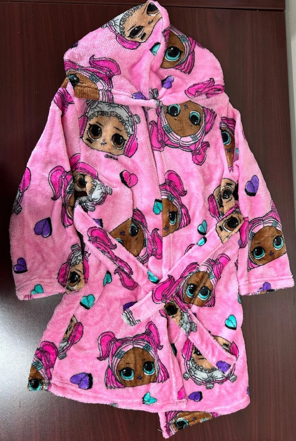 LOL Surprise Plush Hooded Robe & 2 Piece Pajama Set Small Size 6 -NEW-