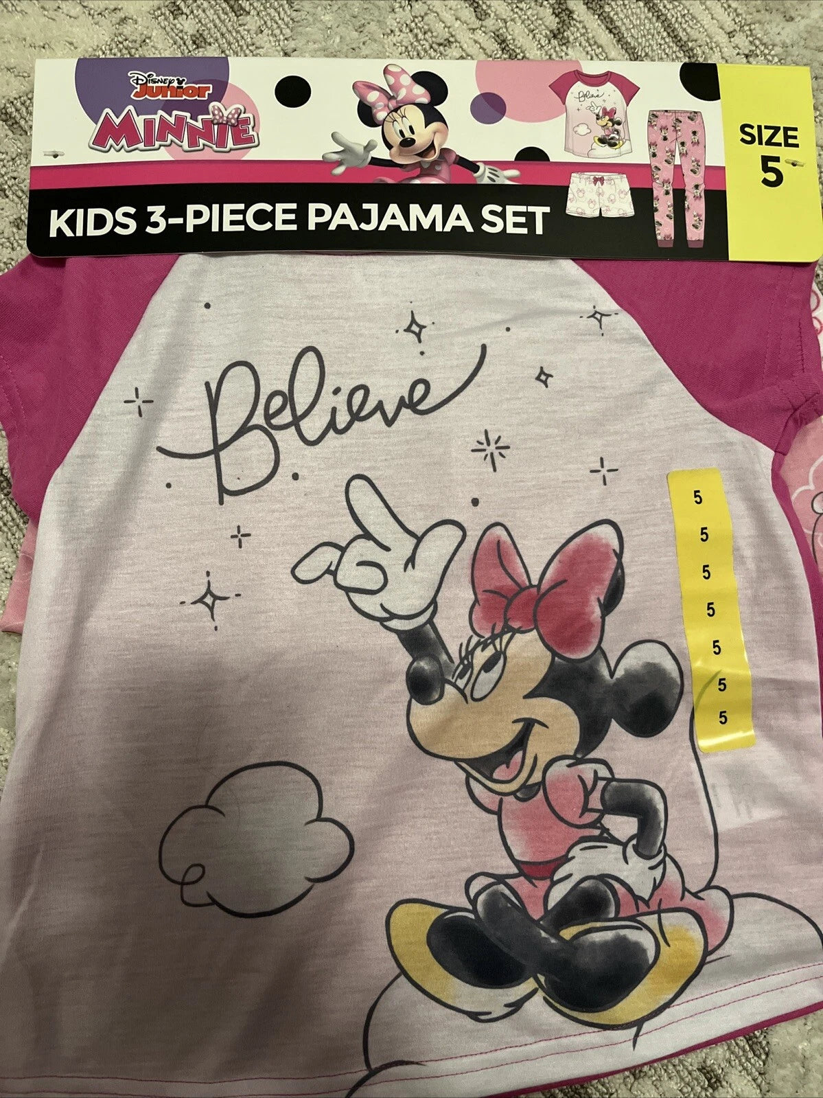 Disney Kids 3 Pieces Pajama Set Minnie Bjk