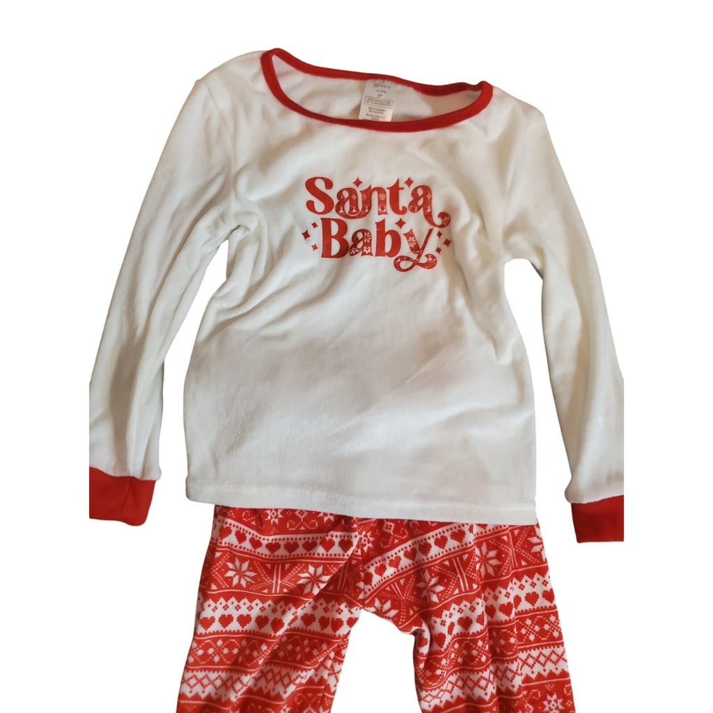 Modern Kids Two Piece Santa Baby Fleece Pajama Set, NWOT, 3T