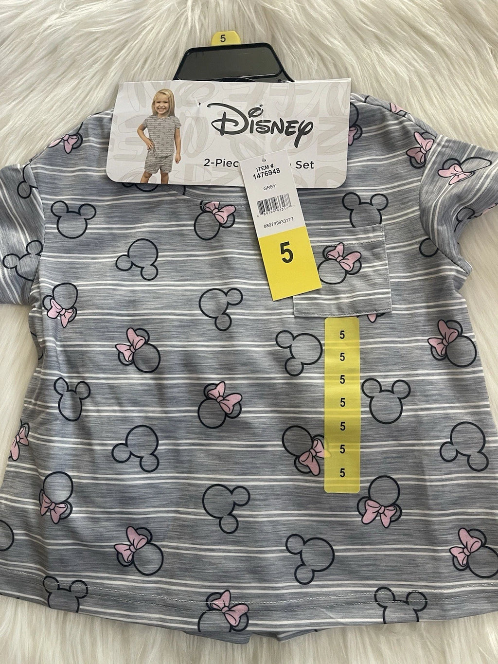 Disney Minnie Girls  Kids Pajama Set 2 Piece Set  Size 5 ~ New