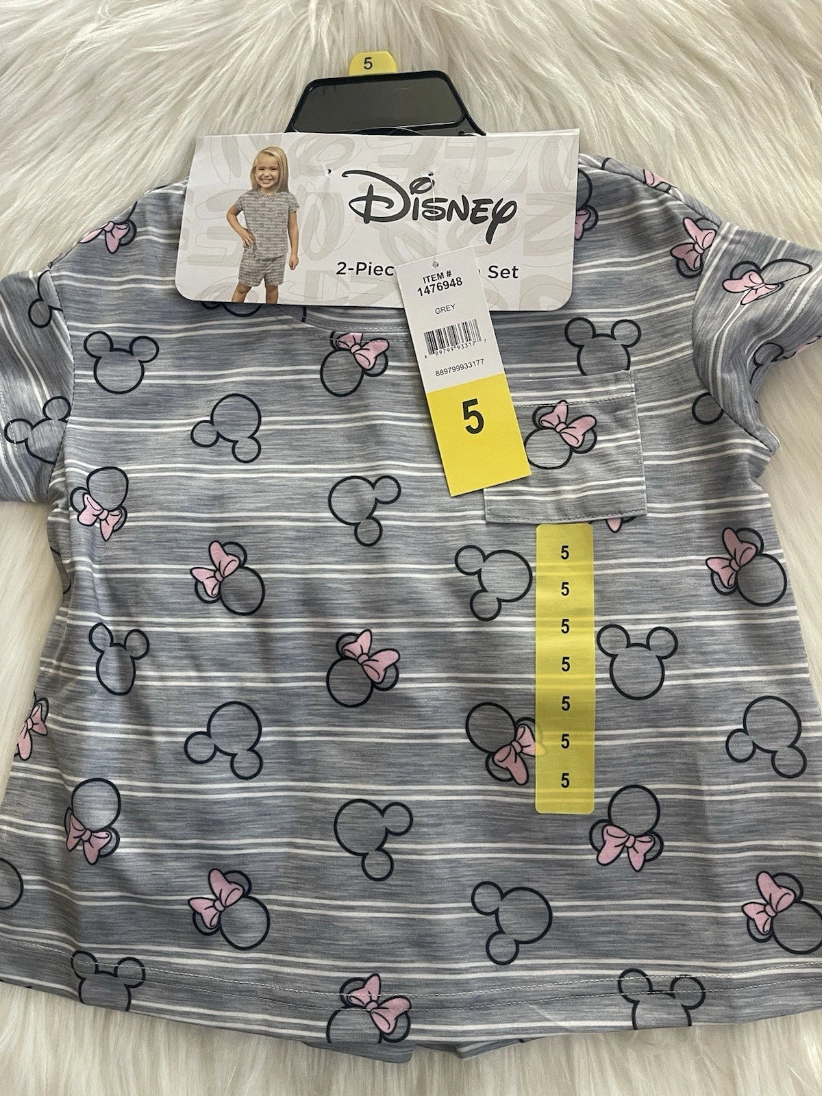 Disney Minnie Girls  Kids Pajama Set 2 Piece Set  Size 5 ~ New