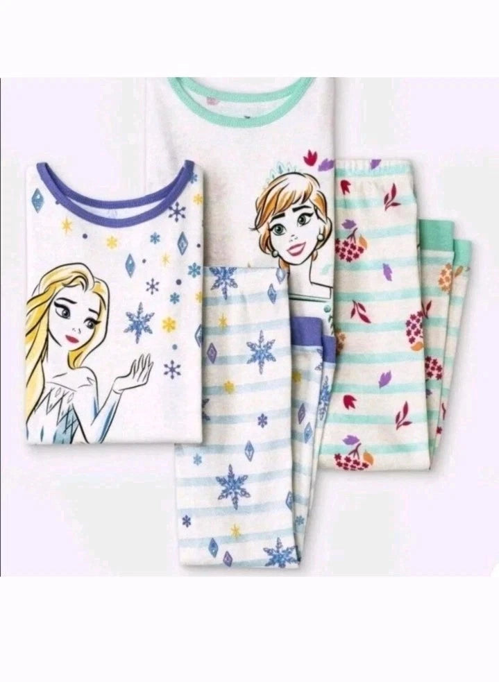 Disney Frozen 4 pc Toddler Girls Short Sleeve Snug Fit Pajama Set Size 5T