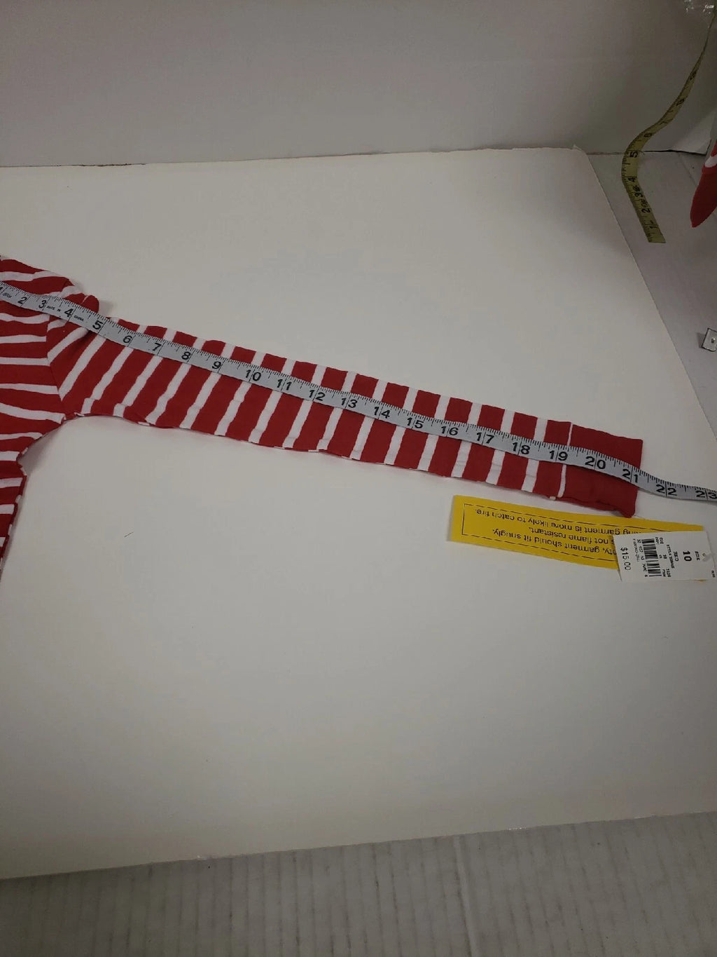 Unbranded Kids 2 Pc Red & White Striped Pajama Set Cotton Elastic Sz 10 NWT