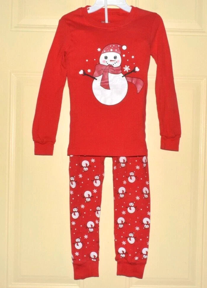 Babyroom Pajama SET  Snowman Long Sleeve Tee & Pant Girls Sz 6 Red