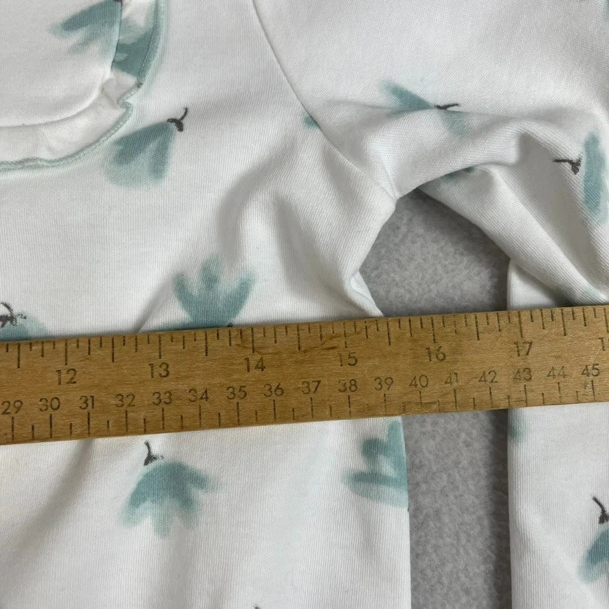 Cotton Juice Pajama Set Children's Size 11-12 White w/ Blue Leaves & Bows