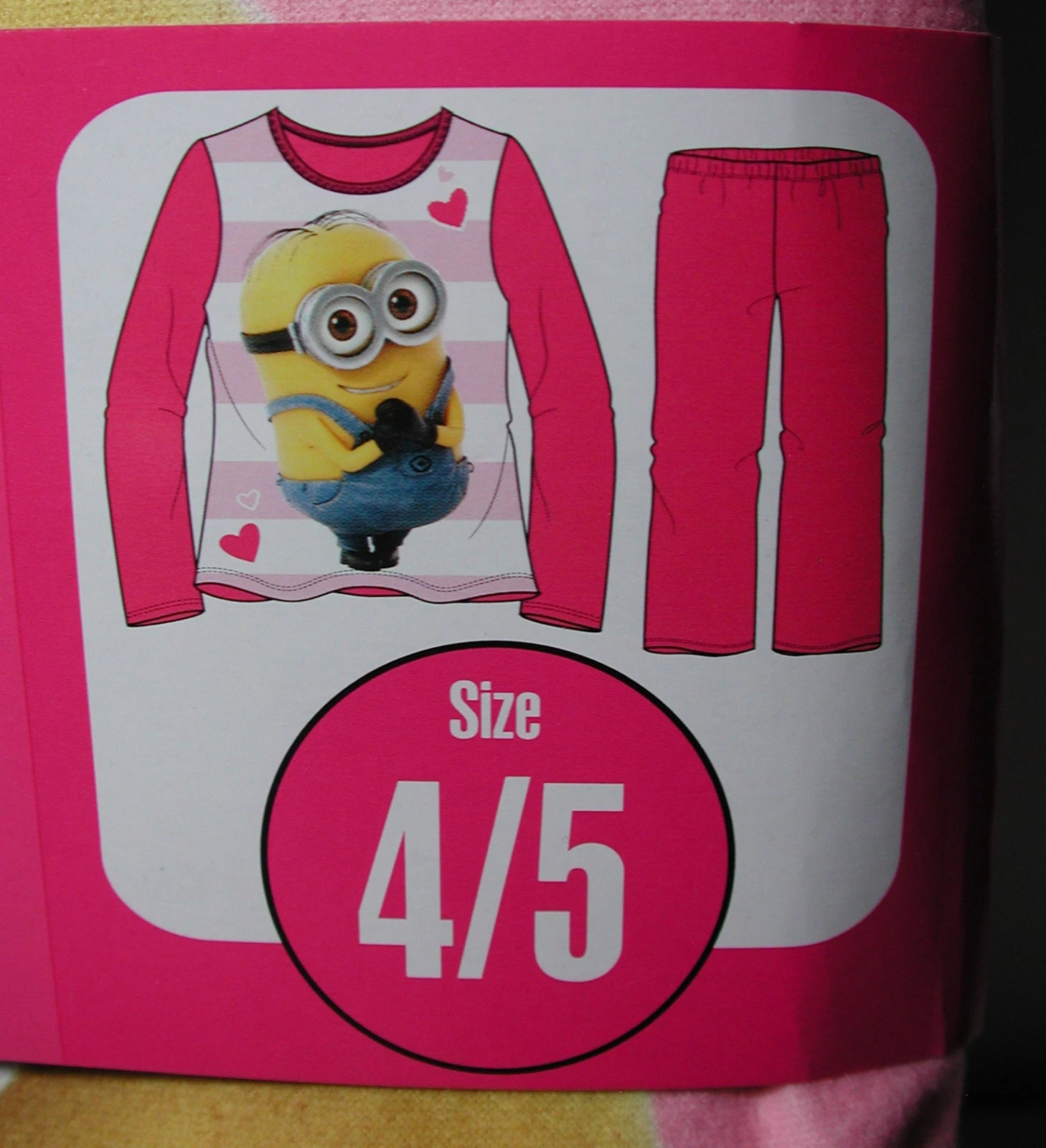 New Girls DESPICABLE ME Minions 2 pc  Pink Flannel Pajamas Sleepwear Set 4/5