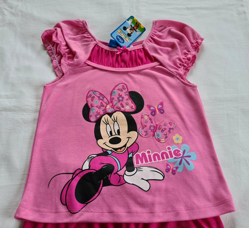 Disney Minnie Mouse Girls Pink Printed 2 Piece Pyjama Set Size 6 New