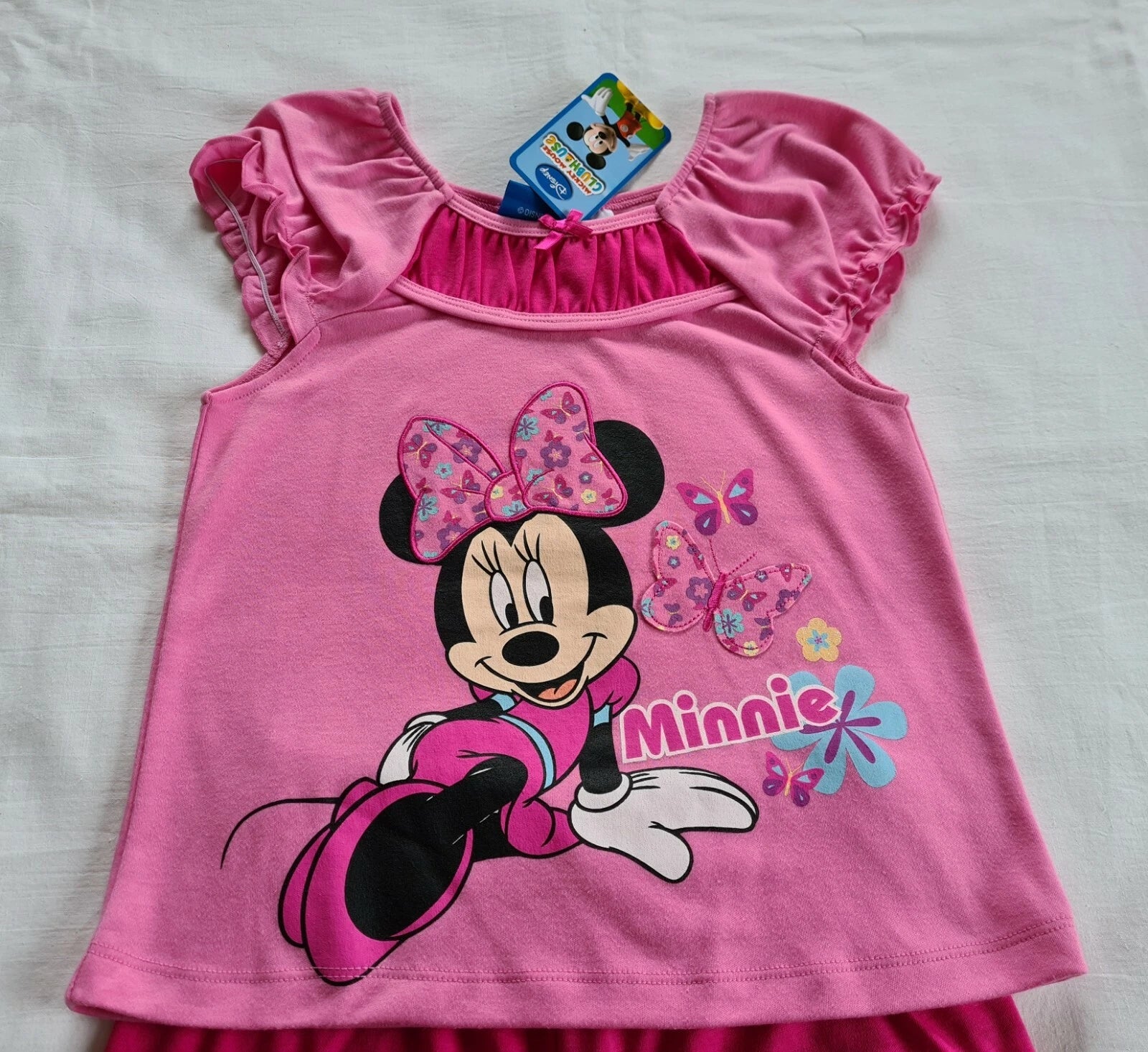 Disney Minnie Mouse Girls Pink Printed 2 Piece Pyjama Set Size 6 New