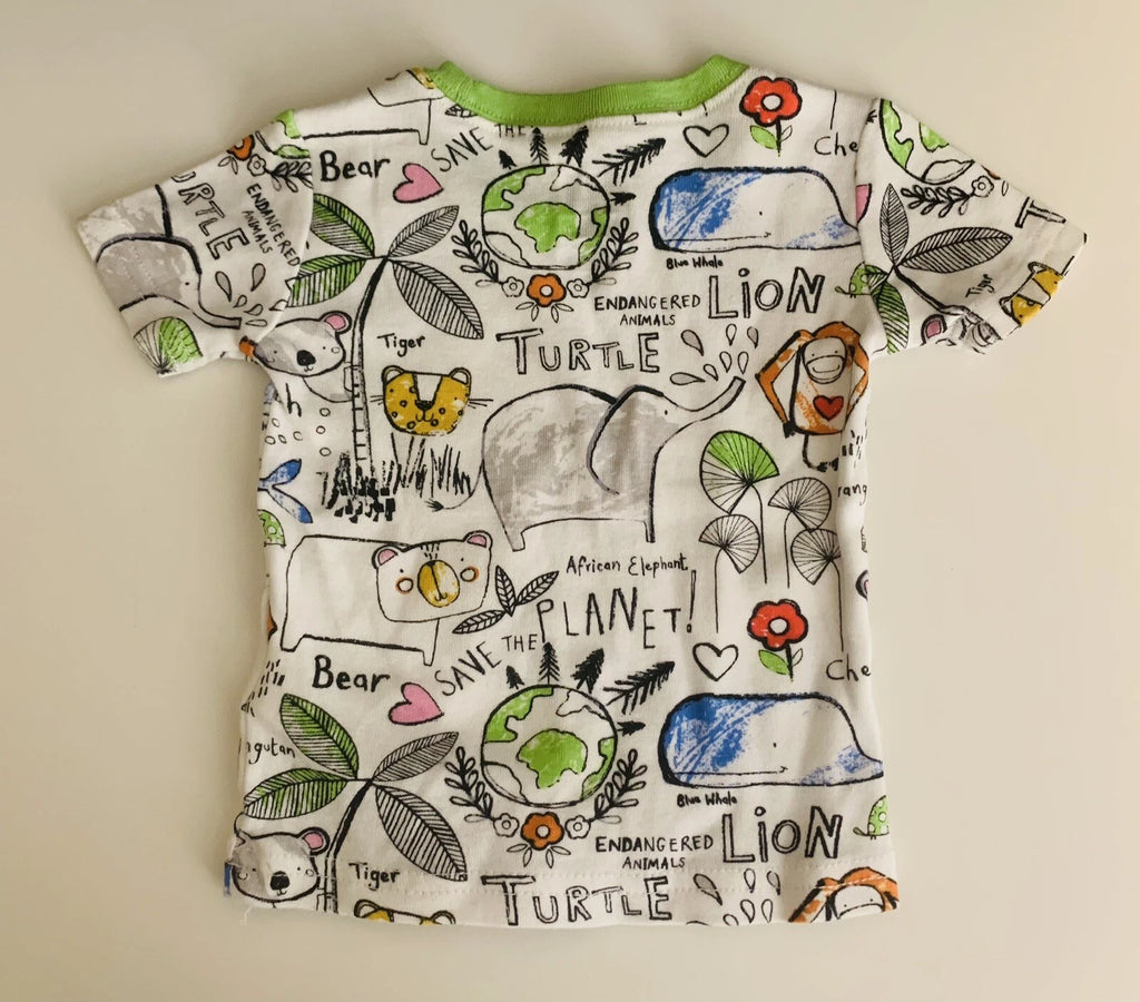 Children's Place PJ 9-12 month Pajamas top pants 2 pc set Save the Planet animal