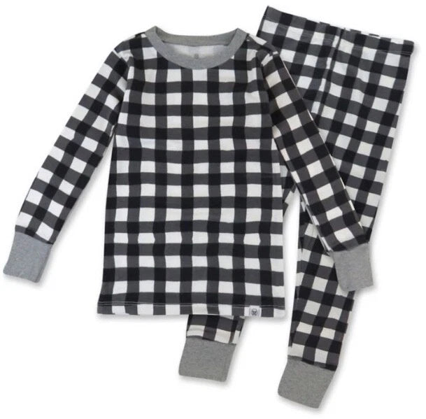 Honest Co Youth Size 6 YR 2-Piece Black Buffalo Check Organic Cotton Pajama Set