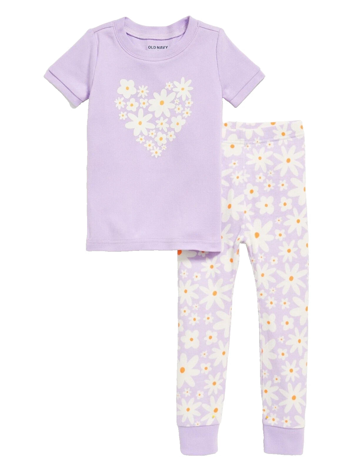 New 2pc Purple Old Navy Daisy Floral PJS Pajama Set Size 2T NWT