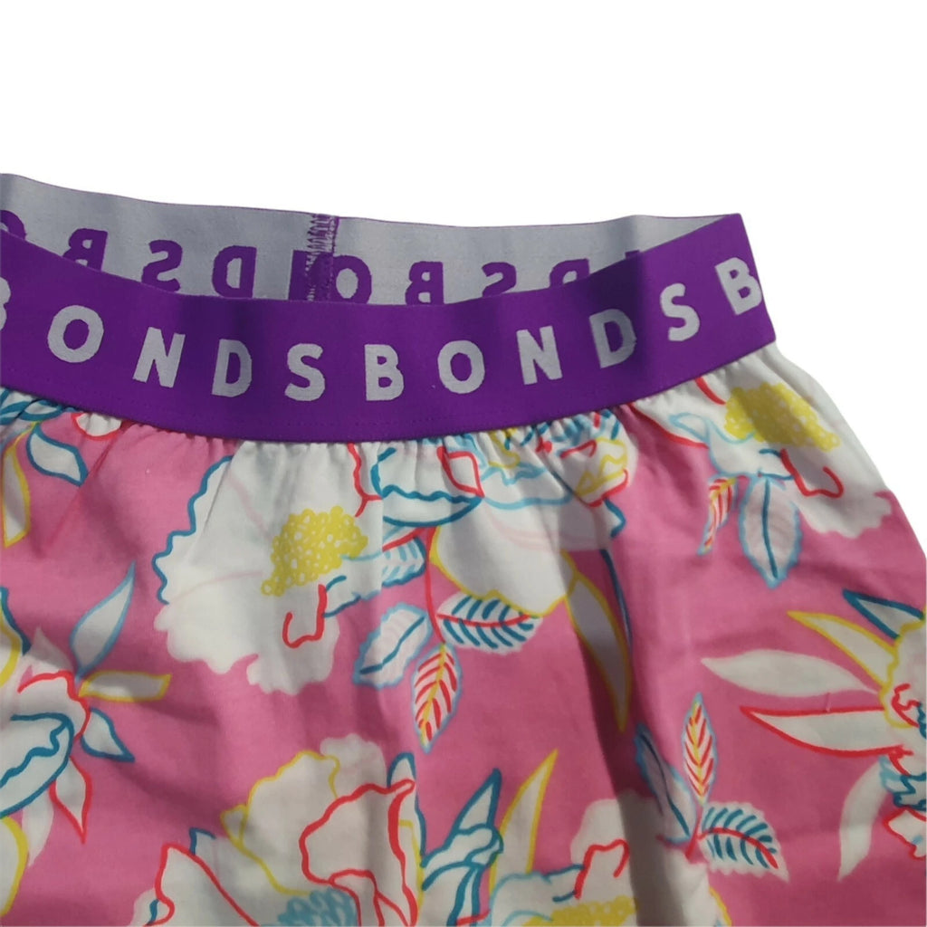 Bonds Kids Size 4 PJ Kids Sleep Short Set Girls Pink with Flowers print