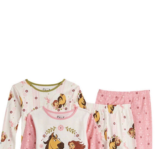 Girl’s SPIRIT UNTAMED Lucky & Spirit Tops & Bottoms Pajama  Set Size 4 NWT