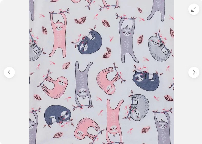 Kirkland Signature kids’ SLOTH AND STRIPE 4 Pc Pajama Set(PINKS/GRAY 3T)NWT