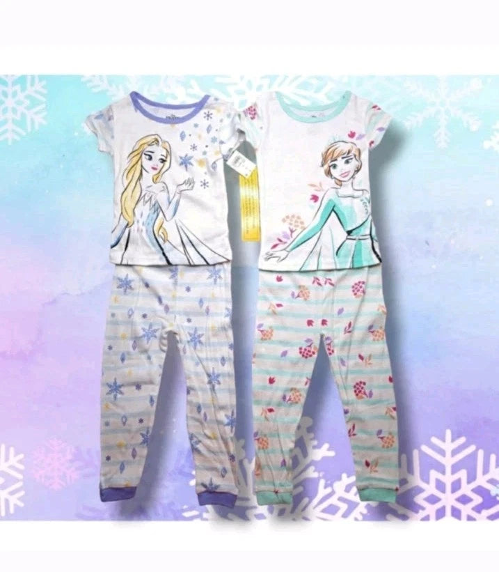 Disney Frozen 4 pc Toddler Girls Short Sleeve Snug Fit Pajama Set Size 5T