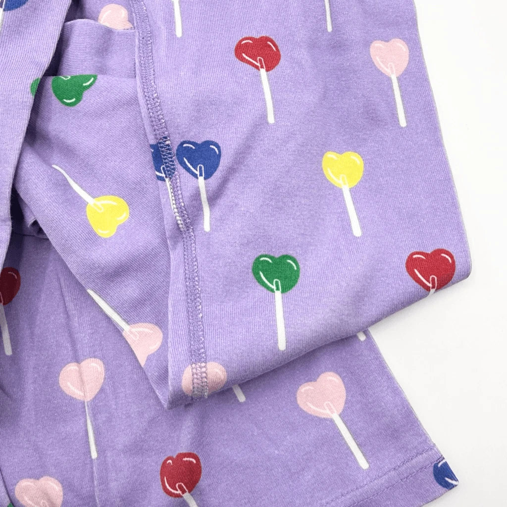 Hanna Andersson Long Johns Pajama Set Lollipops Hearts - Kids US 12 / EU 150cm