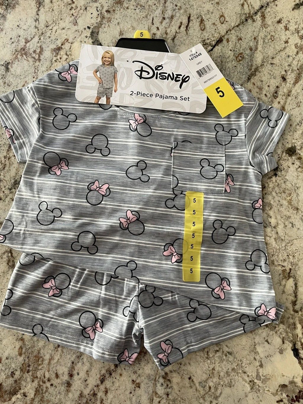 Disney Minnie Girls  Kids Pajama Set 2 Piece Set  Size 5 ~ New