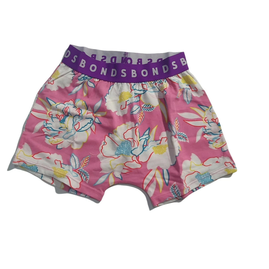 Bonds Kids Size 4 PJ Kids Sleep Short Set Girls Pink with Flowers print