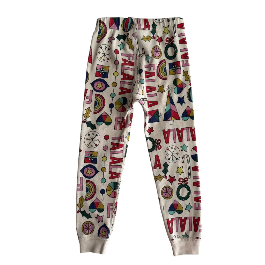 Hanna Andersson Falala Pajama Set Kids Size 4 Holiday Christmas Festive FLAWED