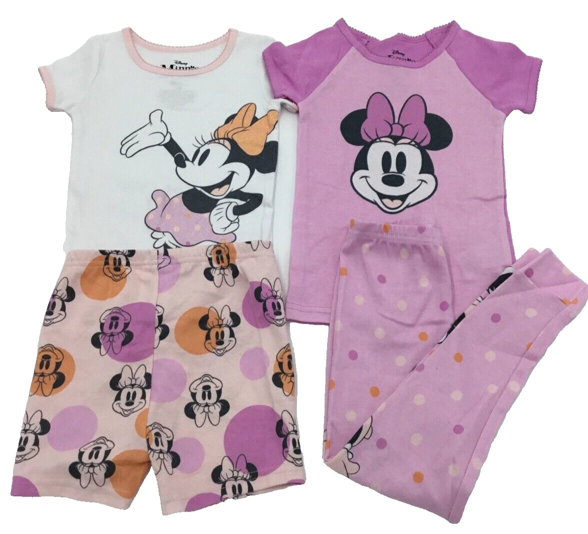 Disney Minnie Mouse 4-Piece Cotton Pajama Set, Multi, Size 4T