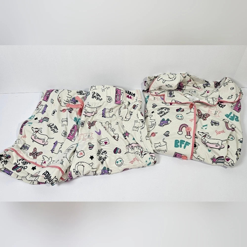 Wonder Nation Cream Pajama Set with Fun Print