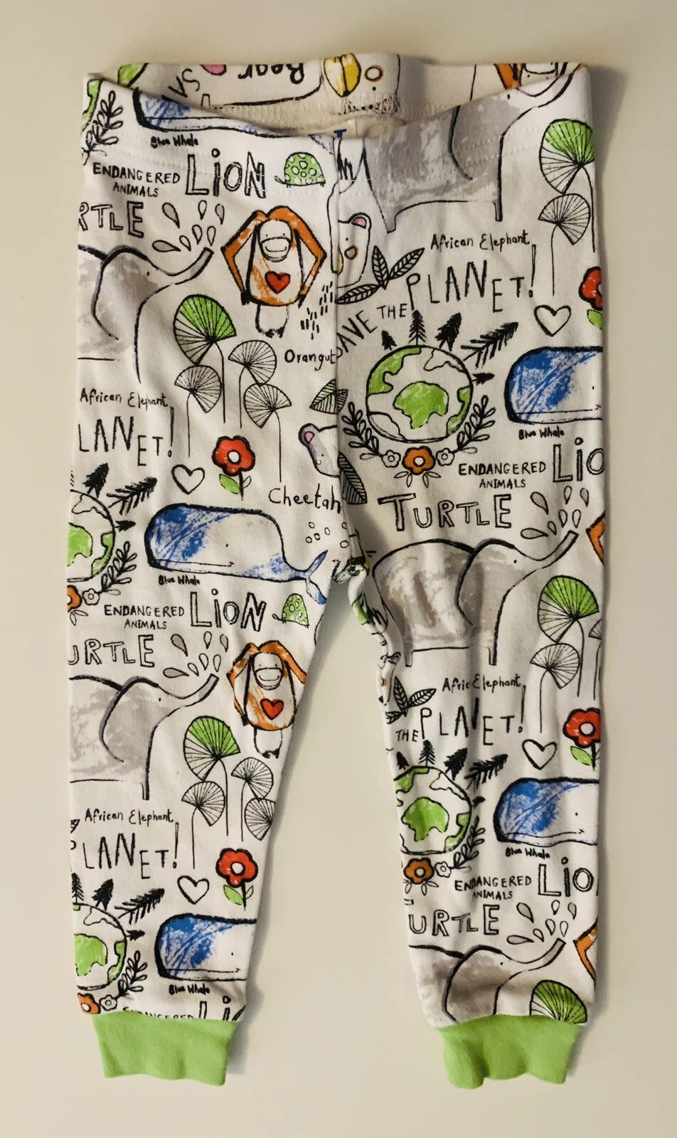 Children's Place PJ 9-12 month Pajamas top pants 2 pc set Save the Planet animal