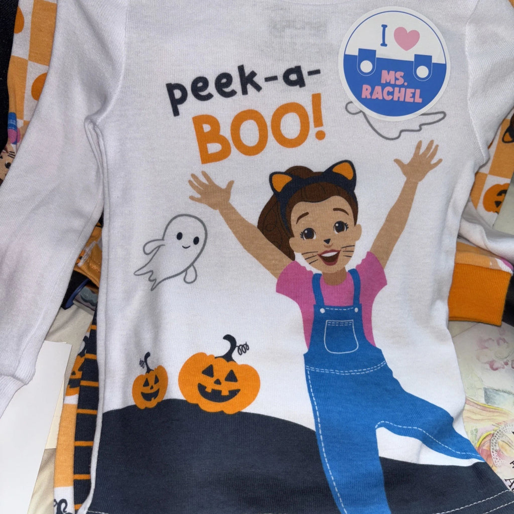 Ms.Rachel Peek-a-Boo! 4pc 100% Cotton Snug Fitting Pajama Set In Size 2T New