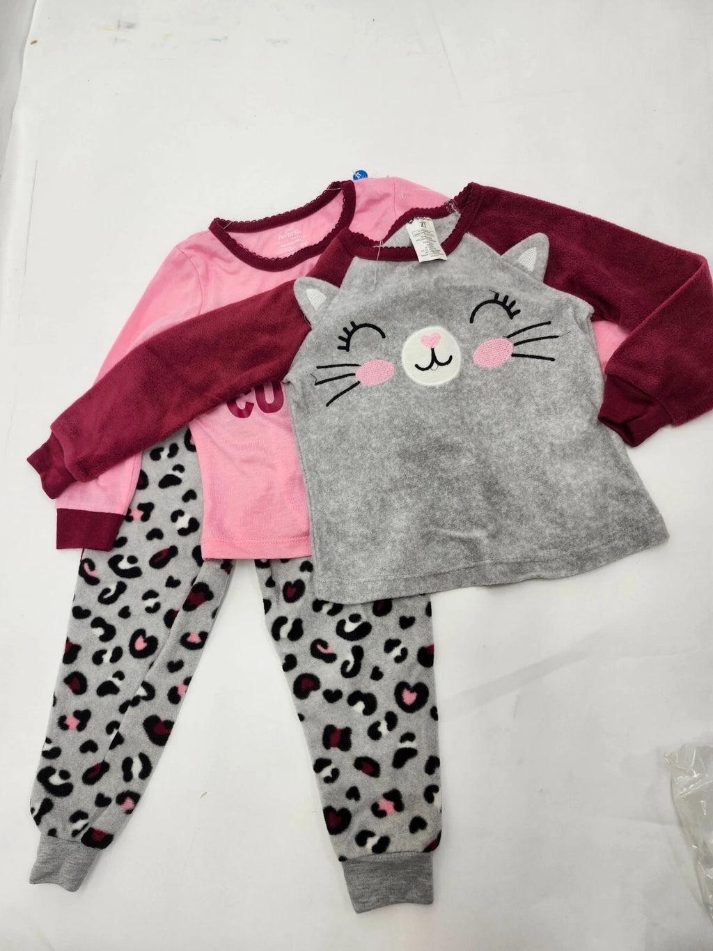 Member's Mark 5T  Girl’s Grey/Pink Fleece 3 Piece Pajama Set New!