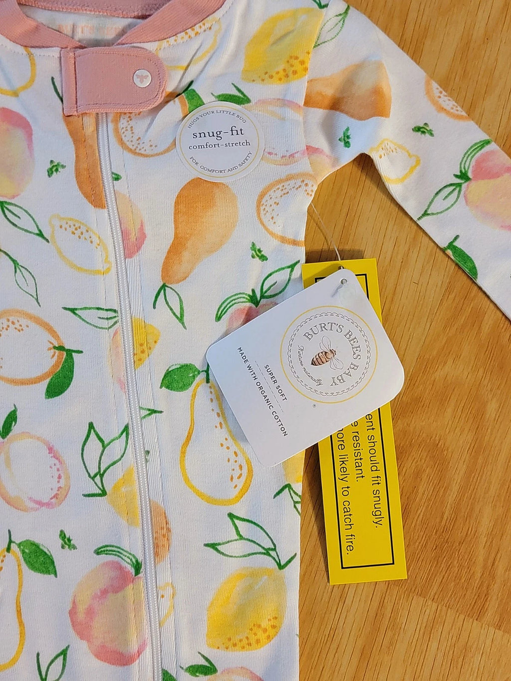 NEW Burt’s Bees Kids Fruit  Print 100% Organic Cotton Pajama Set - Size 18 Month