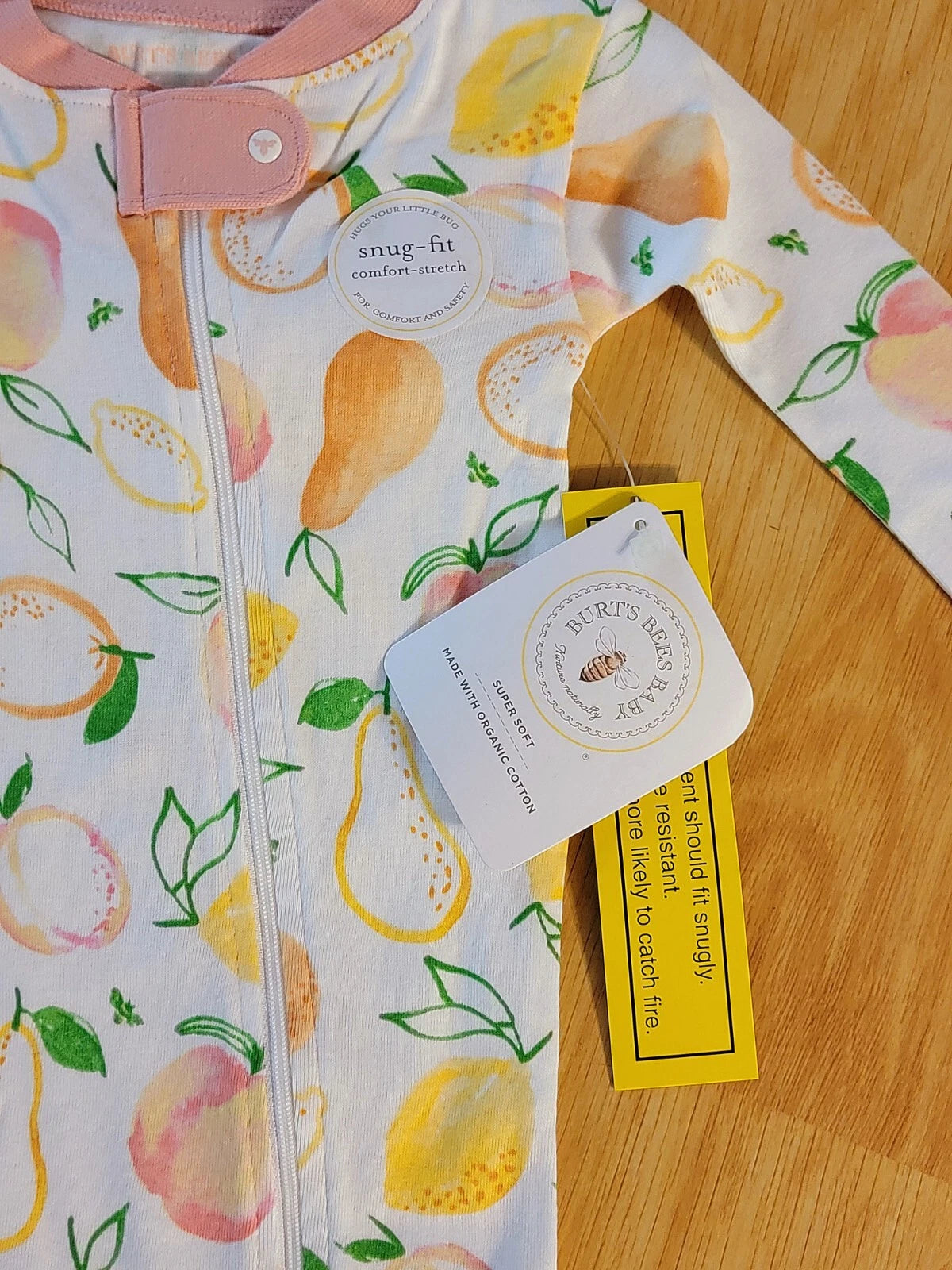 NEW Burt’s Bees Kids Fruit  Print 100% Organic Cotton Pajama Set - Size 18 Month