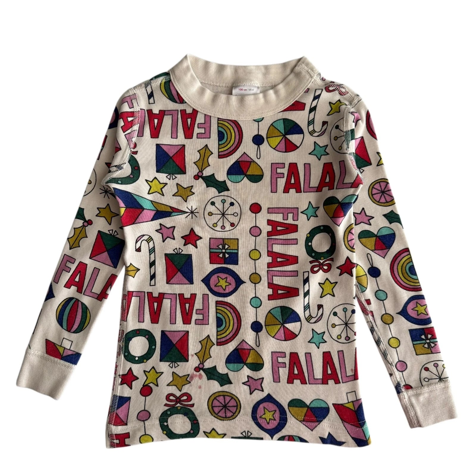 Hanna Andersson Falala Pajama Set Kids Size 4 Holiday Christmas Festive FLAWED