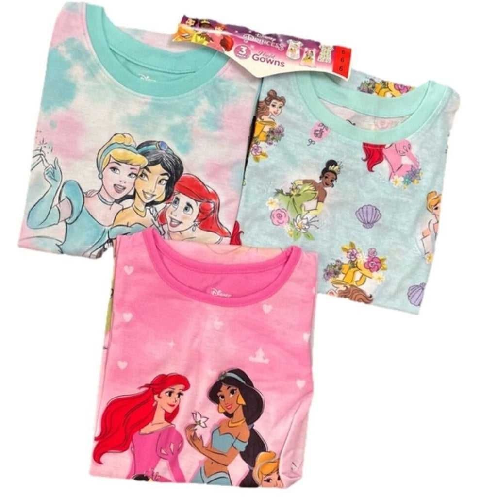 Disney Princess Girl's Pajamas Nightgowns 3 Pack Set Size 6 NWT
