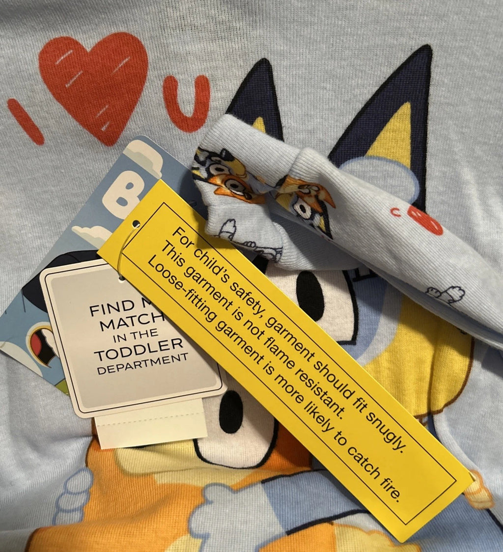 Girl’s BLUEY  " Love U That Much"  Top & Bottom Pajama Set Size 4 NWT