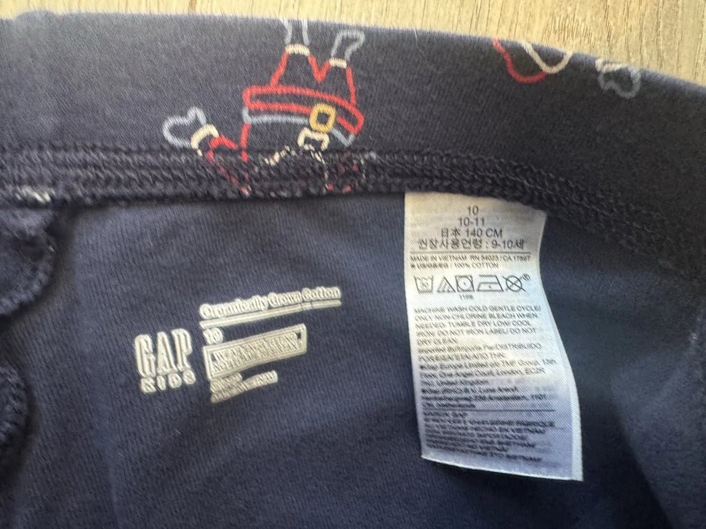 Gap Kids Sz 10 Kids Santa Claus Pajamas PJs Christmas Holidays Blue 2 Pieces