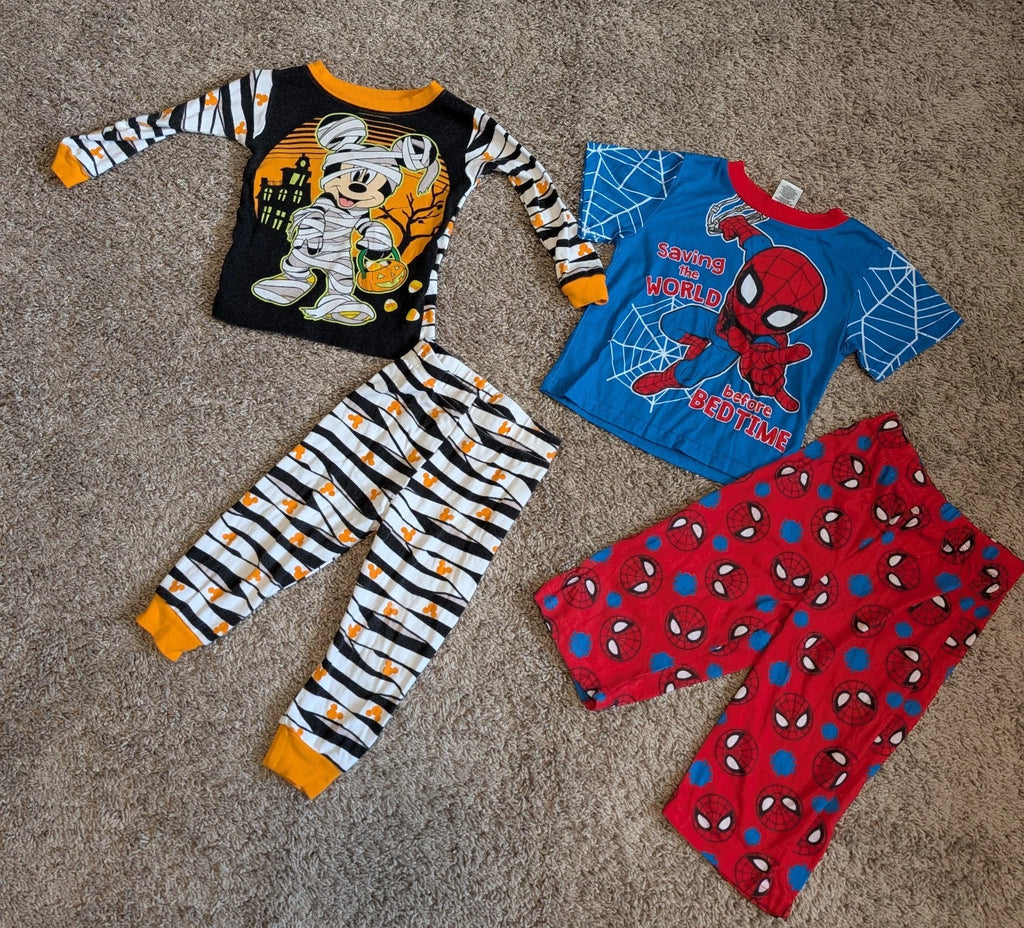 Disney Mickey Mouse Halloween 2 Pc. Pajamas  Set Shirt Pants  Size 2T Spiderman